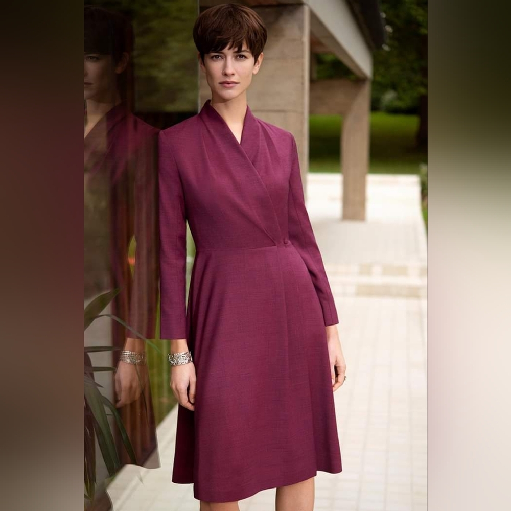 NWT The Fold plum, wool-blend wrap dress